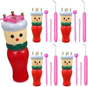 IONPSHG 4 Pcs Knitting Loom Craft Kit Cute Wood Doll Knit Spool Loom Knitting Kit French Knitting Spool Set DIY Bracelet Tool for Beginners Portable Craft Starter