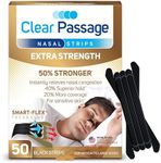 Clear Passage Extra Strength Nasal Strips 50 Ct, Nasal Dilators for Men & Women, Anti Snoring, Instant Congestion Relief for Cold & Allergy, Improves Sleep, Better Performance, for Day & Night, Black