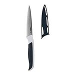 Zyliss E920216 Comfort Serrated Paring Knife, 10.5cm/4in, Japanese Stainless Steel, Non Slip Handle, Cover for Safety, Black/White, Professional Kitchen Knife/Vegetable Knife, Dishwasher Safe