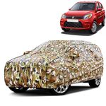 VOICO Waterproof Car Body Cover for Maruti Alto 800 VXI - Dust & UV Proof with Mirror Pocket and Soft Cotton Lining (Bottom Elastic & Triple Stitched) - Military Camouflage Design with Black Piping