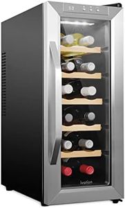 Ivation 12 Bottle Thermoelectric Wine Cooler/Chiller - Stainless Steel - Counter Top Red & White Wine Cellar w/Digital Temperature, Freestanding Refrigerator Smoked Glass Door Quiet Operation Fridge