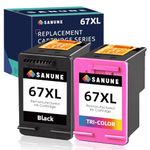 SANUNE 67XL Ink Cartridge Remanufactured for HP 67 67XL Ink Cartridge for HP Deskjet 2755e 2700e 2752e 2752 2742e 4155e 4158e 4152e 4500 Envy 6055e 6055 6455 6455e 6452e Printer (1 Black, 1 Tri-Color)