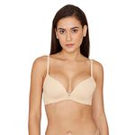 Zivame Women's Polyamide Padded Non-Wired Casual Medium Coverage Push-Up Bra (ZI110QFASHABRWN0034B_Skin_34B)