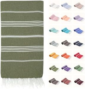 Park & Oz Turkish Peshtemal Beach Towels, 100% Cotton, Oversize 39x71 Lightweight, Fast Drying, Great for Travel, Yoga, Pool, Spa and Bath- Absorbent, Sand Free, Multipurpose Towel (Olive Green)