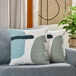 Lyve Pillow Covers 18 x 18 inch Pillows Embroidered Decorative Throw Cushion Cover Bedroom Decor Farmhouse Decor House Décor (Pack of 1) (45 x 45 cms, Grey-Blue)