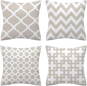 Set of 4 Luxton Linen Beige Hamptons Cushion Covers Home Decoration Cushion Covers 45x45cm