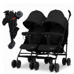 Baybee 2-in-1 Twin Baby Stroller for 0-3 Years | Lightweight Foldable Pram for 0 to 5 Years | Adjustable Canopy, Safety Guardrail, Wheel Lock & Parental Handle | Baby Stroller for Boys & Girls (Black)