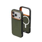 URBAN ARMOR GEAR UAG Designed for iPhone 17 Pro Case Civilian - Compatible with MagSafe Military Grade Protective Cover, Olive/Orange