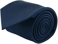John William Clothing 100% Silk Ties For Men Handmade Navy Blue Solid Color Necktie