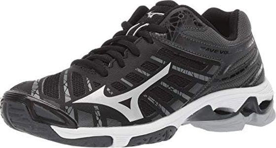 Mizuno Tensión de Onda, Zapato de Tribunal Interior Mujer, Negro/Plateado, 41 EU