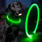 Domagiker Led Dog Collar - Waterproof Light up Dog Collar, Adjustable Glow in The Dark Pet Collar, TPU Cuttable Lighted Dog Collar for Small Medium Large Dogs (Green)