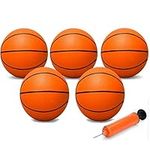 5" Mini Basketball for Kids Adults, Bouncy Indoor Basketball for Over Door Basketball Hoop, Toddler Rubber Ball for Beach Pool Arcade Game, Sport Interactive Toy Gift for Boys Girls (5 Pack with Pump)