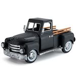 FLHJYF Farmhouse Black Truck Decor, Vintage Metal Truck Table Decor, Decorative Farm Tabletop Storage & Garden Pickup Trucks Planter, Fall Coffee Desk Centerpiece & Car Model Gifts
