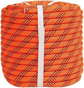 YUZENET Braided Polyester Arborist Rigging Rope (3/8 inch X 100 feet) High Strength Outdoor Rope for Rock Climbing Hiking Camping Swing, Orange/Black