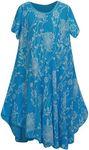 George Hilton Women Summer Dress Cotton Midi Dress for Ladies Tunic Top Ladies Swing Dress UK Size (12-18) Turquoise