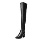 DREAM PAIRS Women's Over The Knee Stretch Thigh High Boots Chunky High Heels Pointed Toe Long Fall Boots,Size 7,Black-Pu,SDOB2303W