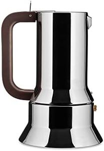 Alessi 6-Cup Espresso Coffee Maker in 18/10 Stainless Steel Mirror Polished with Magnetic Heat Diffusing Bottom,Silver