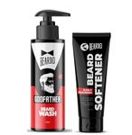 Beard Softener 50g with GodFather Beard Wash 100ml | Beard Conditioner Cream, Beard Shampoo for Men, Soft Smooth Beard Care, Men Grooming Combo (Pack of 2)