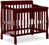 Dream On Me Aden 4-in-1 Convertible Mini Crib In Cherry, Greenguard Gold Certified, Non-Toxic Finish, New Zealand Pinewood, With 3 Mattress Height Settings