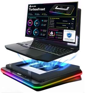 KLIM Turbofrost Laptop Cooling Pad for Gaming – 4 x 4000 RPM Turbo Fans, RGB Lighting, 4 USB Ports, Dual Power (USB-C/DC), Sealed Foam for Fast Cooling – Fits Up to 17” Laptops – Grey Space
