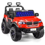 Little Rides Battery Operated Jeep for Kids, Ride on Toy Car with RGB Windshield Light & Music | Electric Jeep 12v Battery Car | Baby Big Car for Kids to Drive 2 to 8 Years Boys Girls (Red)