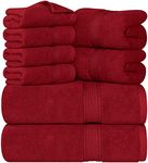 Utopia Towels 8-Piece Premium Towel Set, 2 Bath Towels, 2 Hand Towels, and 4 Wash Cloths, 600 GSM 100% Ring Spun Cotton Highly Absorbent Towels for Bathroom, Gym, Hotel, and Spa (Red)