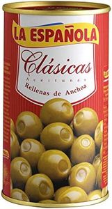 La Espanola. Clasicas Green Olives stuffed with Anchovies. 350g (12,35oz). Pack of 3