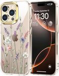 luolnh Case for iPhone 16 Pro for Women Girls,Cute Clear Floral Pattern Hard Back Phone Cover for iPhone 16 Pro 6.3 inch 2024-Wildflowers