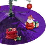 Eternal Beauty Christmas Tree Skirt, 24 Inch Purple Small Sequin Tree Skirt for Christmas Holiday Party Decorations