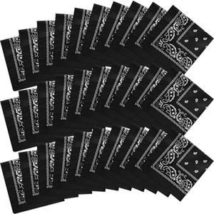 30 Pcs Bandanas Bulk Paisley Bandanas Unisex Head Wrap Scarf Cowboy Bandanas Headband Handkerchief for Women Men, Black