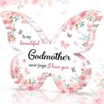 CheriGift Godmother Gifts, Christmas or Birthday Gift for Godmothers, Best Godmother Birthday Gifts, Beautiful Pink Butterfly Acrylic Plaque - To My Beautiful Godmother