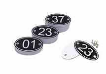 PlayCool ABS Engraved 30mm x 50mm Oval Table numbers (1-50) Pubs Restaurants Clubs - Black - 1 to 50