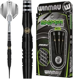 Winmau Sniper Black 22 Gram Professional Tungsten Darts Set with Flights and Stems (Shafts)