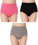 PLUMBURY Women's Cotton High Waist Full Coverage Panty, Size M-XXL (Pack of 3 Panty)