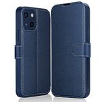 ELESNOW Case iPhone 13, with Card Holder PU Leather Wallet Flip Stand Phone Case Cover [Full Lens Protection] [Magnetic Closure] Compatible with Apple iPhone 13 (Blue)