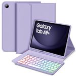 Bettdow for Samsung Galaxy Tab A9+/A9 PLUS 2023 Keyboard Case, UK Layout Detachable Wireless Backlit Keyboard, Case with Pencil Holder for Galaxy Tab A9 PLUS 11 Inch 2023 (SM-X210/X215/X216), Purple