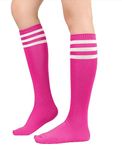 Women Athletic Socks Knee High Socks Sports Socks Compression Socks Tube Socks for Teen Girl 1 Pack Hot Pink White One Size