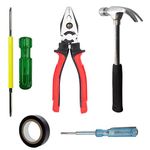 Hillgrove Combo of Plier, Claw Hammer, 2in1 Screwdriver, Line Tester, Electrical Tape Hand Tool Kit (5 Tools)