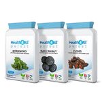 Health4All Wormwood, Black Walnut, Cloves Digestive Dewormer Detox Cleanse for Humans Set 3x90 Capsules. Vegan. Purest - no additives Detox Supplement