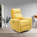 Little NAP Nirvana Soft Suede Fabric Single Motorized Rocking & Revolving Recliner with USB Slot | 1 Seater Aaram Sofa | Relaxing Chair for Home Office Living Bed Room | 3 Year Warranty | Yellow