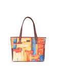 ZOUK Abstract Amaze Printed Jute Handcrafted Vegan Leather Multicolor Mother's Bag| Diaper Tote Bag
