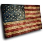 AB138B Framed Canvas Print Colourful Wall Art - American Flag Retro USA - Modern Abstract Living Room Bedroom Picture Piece Home Decor Interior Design Easy Hang Guide (40X30CM)