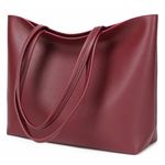 MEEGIRL Ladies Tote Bags Simple PU Leather Handbags Work School Shopping Bags for Women with Zip and Inner Pocket (Wine Red)