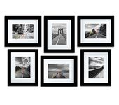 Art Street Wall Photo Frame Set of 6 Photo Frame (8 X 10 Inches Picture Size matted to 6" x 8") Black Photo Frame Set