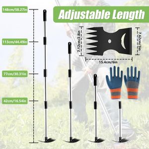 Long Handle Weed Remover Tool 148cm – 2-in-1 Garden Hoe & Rake with Gloves