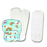 Kindermum Nano AIO Pro Cloth Diaper, Gots Certified Soft Freesize Adjustable, Washable diaper Reusable Diaper for babies 0-3 Years, with 3 organic cotton inserts (Birdie-AIO-Pro)