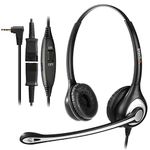 Wantek 2.5mm Telephone Headset Binaural with Noise Canceling Mic + Quick Disconnect for Cisco Linksys SPA Polycom Grandstream Panasonic Zultys Gigaset AT&T Office IP and Cordless Dect Phones(602QJ25)