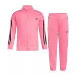 adidas Girls Zip Front Classic Tricot Jacket and Joggers SetTricot Track Set, Magenta Pink, 6