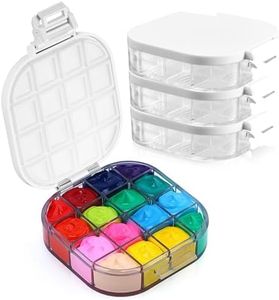 Yeaqee 4 Pcs Airtight Paint Storage Palette Box 16 Wells Stay Wet 4.4x3.5x1 in Small Paint Palette with Lid Acrylic Oil Paint Storage Container Tray for Watercolor Gouache Oil Paint Art(White)