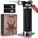 RAVS Butane Torch with Dual Flame Mode, Refillable Kitchen Torch Lighter Cooking Torch, Blow Torch with Safety Lock and Adjustable Flame, Soldering Torch for Welding, Resin Art, Industrial